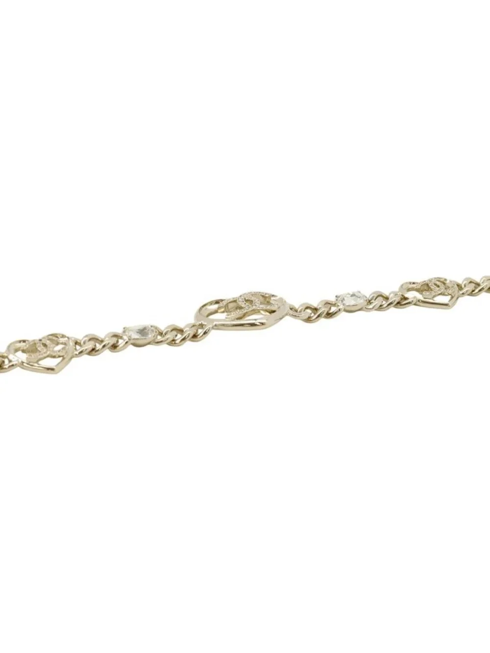 Chanel Necklace CC Logo Heart Choker Metal Rhinestone
